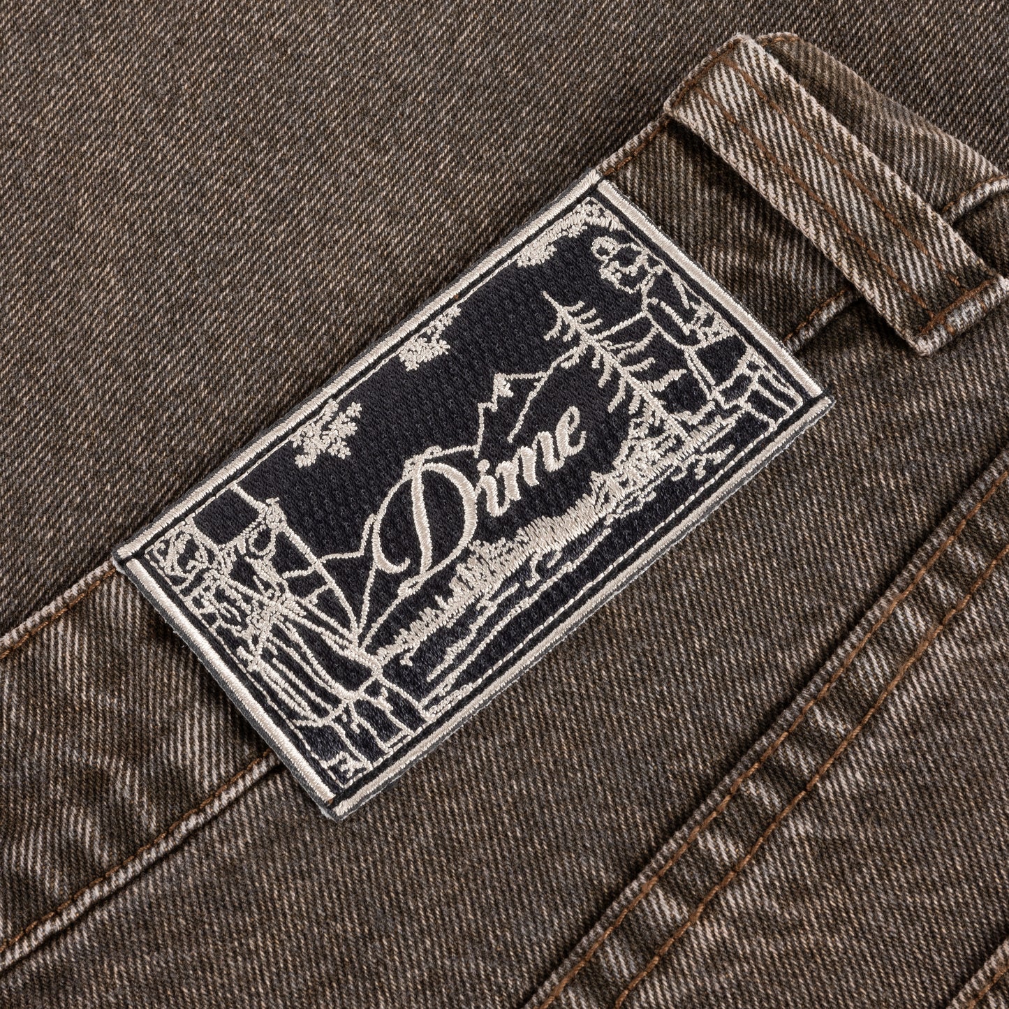 Baggy Denim Pants - Sandblasted Brown
