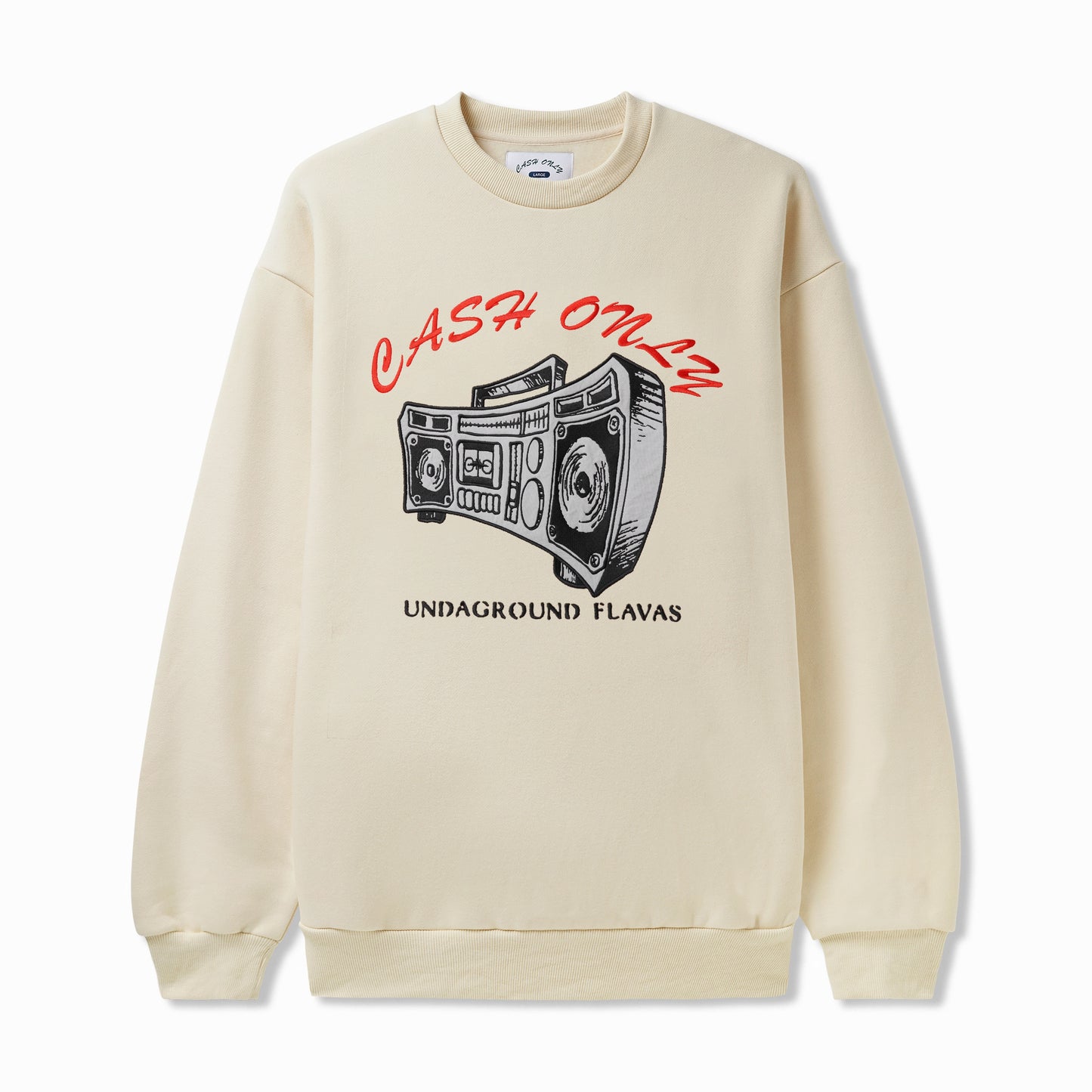 Boombox Nylon Applique Crewneck - Cream