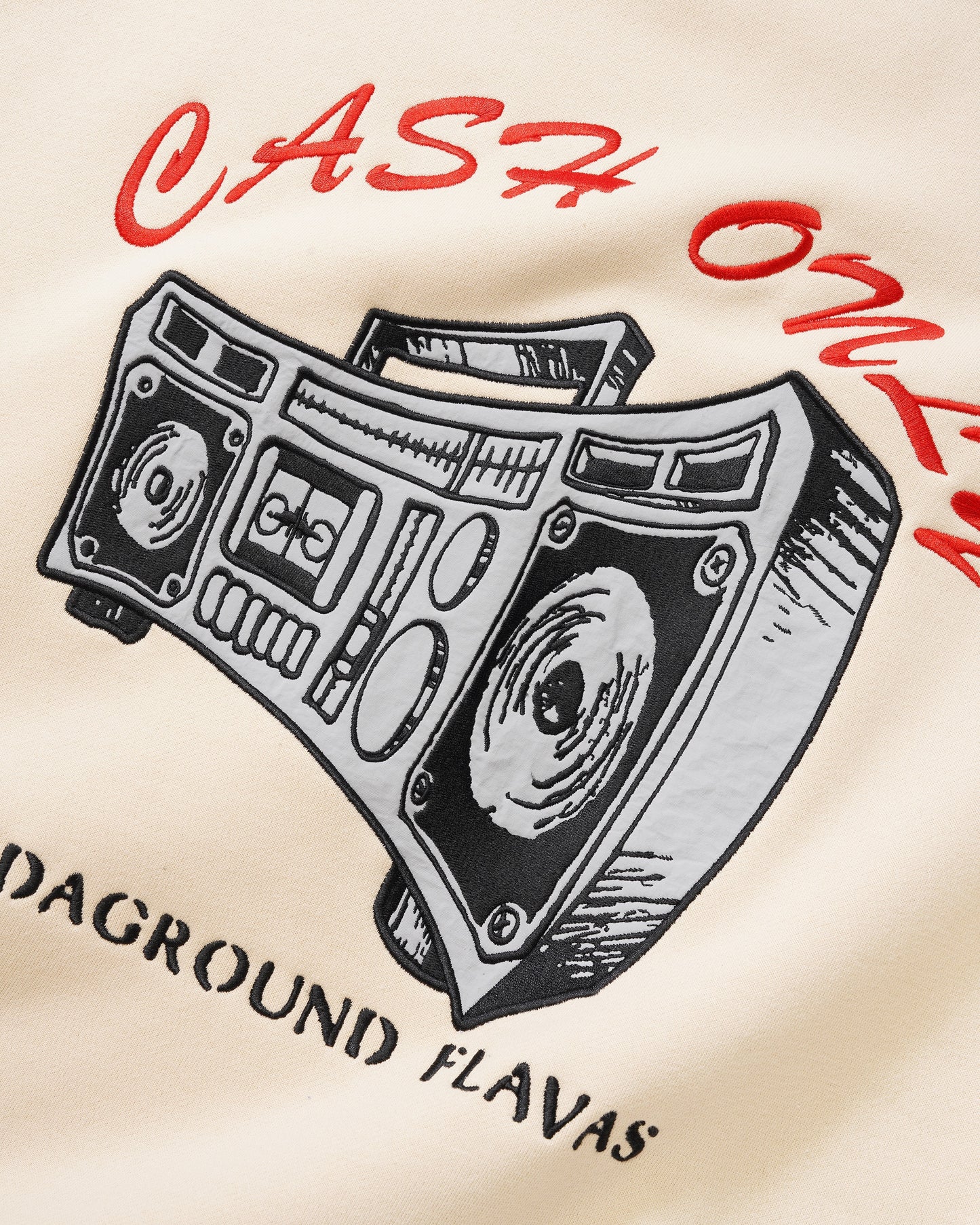 Boombox Nylon Applique Crewneck - Cream