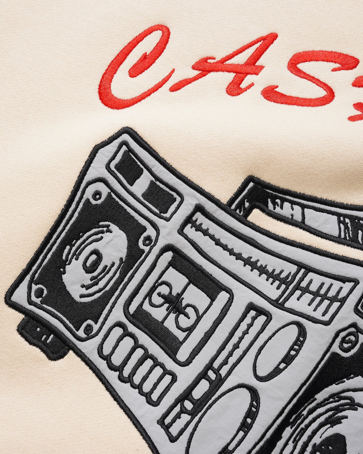 Boombox Nylon Applique Crewneck - Cream