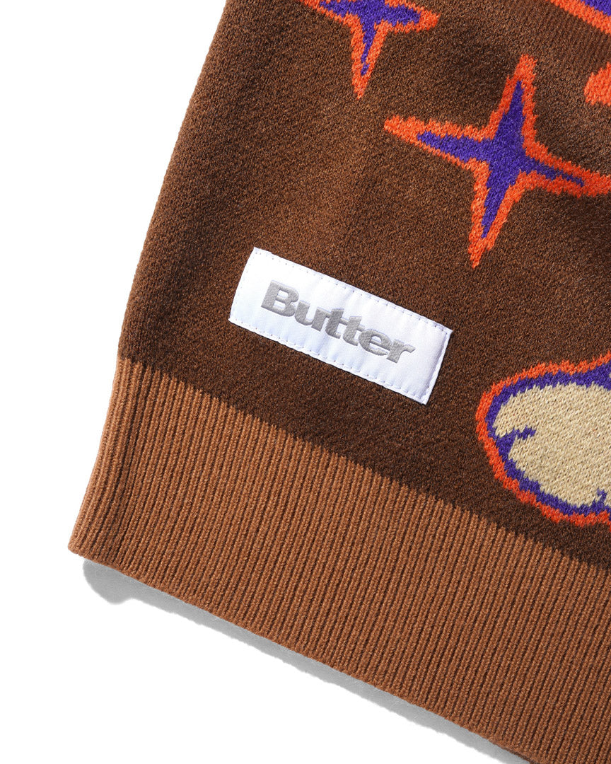 Starry Skies Knitted Vest - Brown
