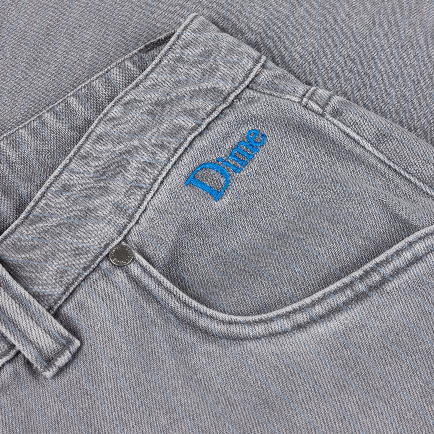 Classic Baggy Denim Pants - Sandblasted Gray (Striped)