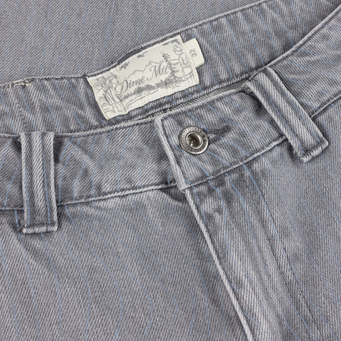 Classic Baggy Denim Pants - Sandblasted Gray (Striped)