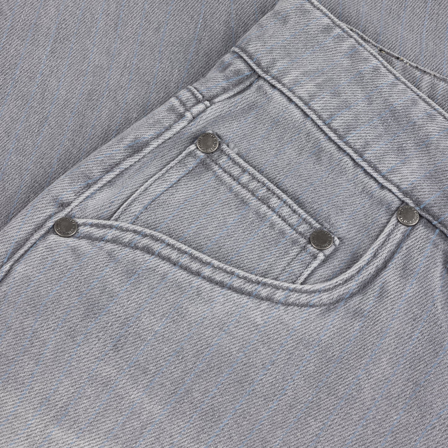 Classic Baggy Denim Pants - Sandblasted Gray (Striped)