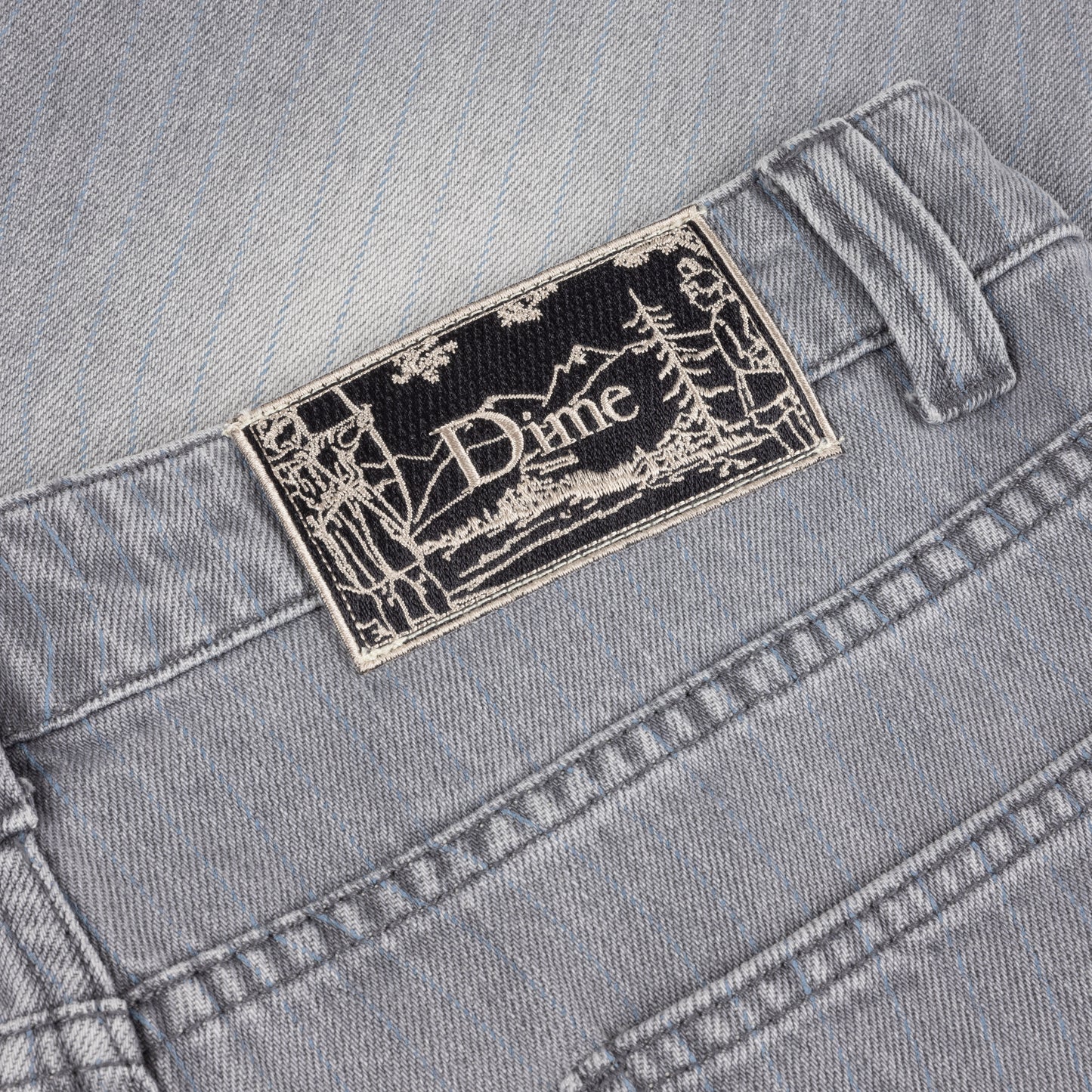 Classic Baggy Denim Pants - Sandblasted Gray (Striped)