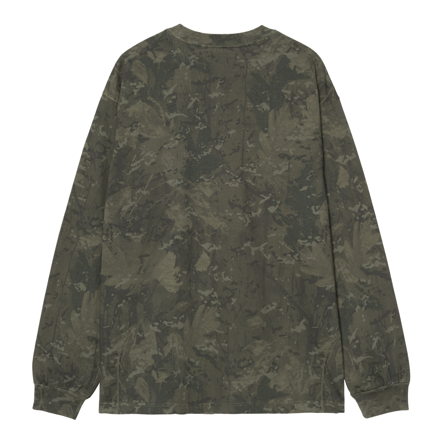 L/S Camo Combi Tee - Green / Olive, Garment dyed