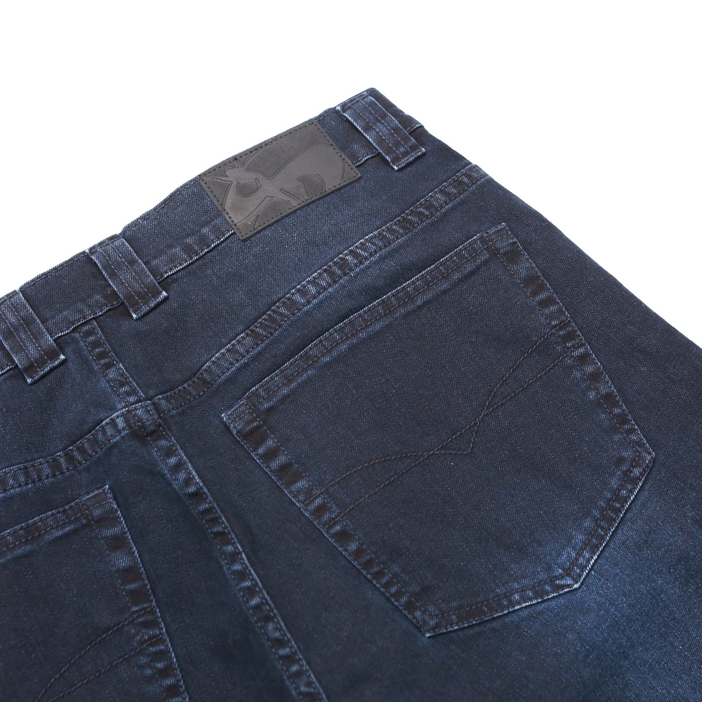 Ivory Slub Jeans - Dark Denim Faded