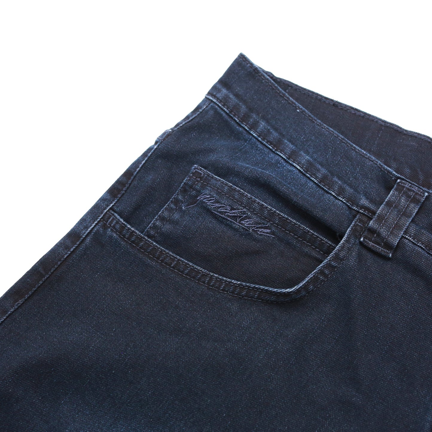 Ivory Slub Jeans - Dark Denim Faded
