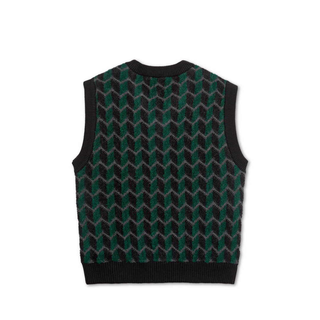 Zig Zag Knit Vest - Black / Dark Teal