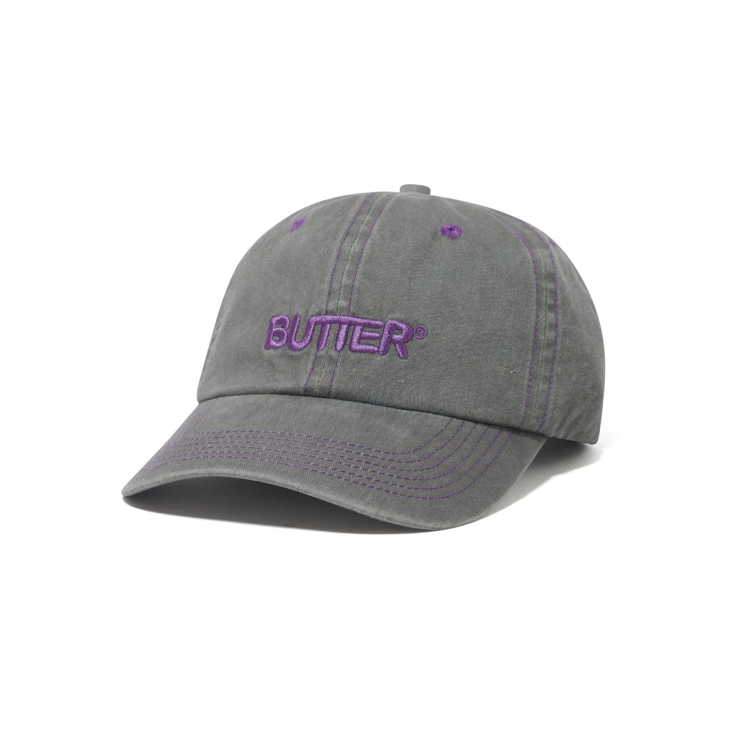 Rounded Logo 6 Panel Cap - Washed Grey