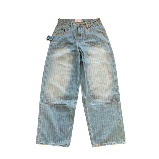 Script Double Knee Jeans - Acid Blue