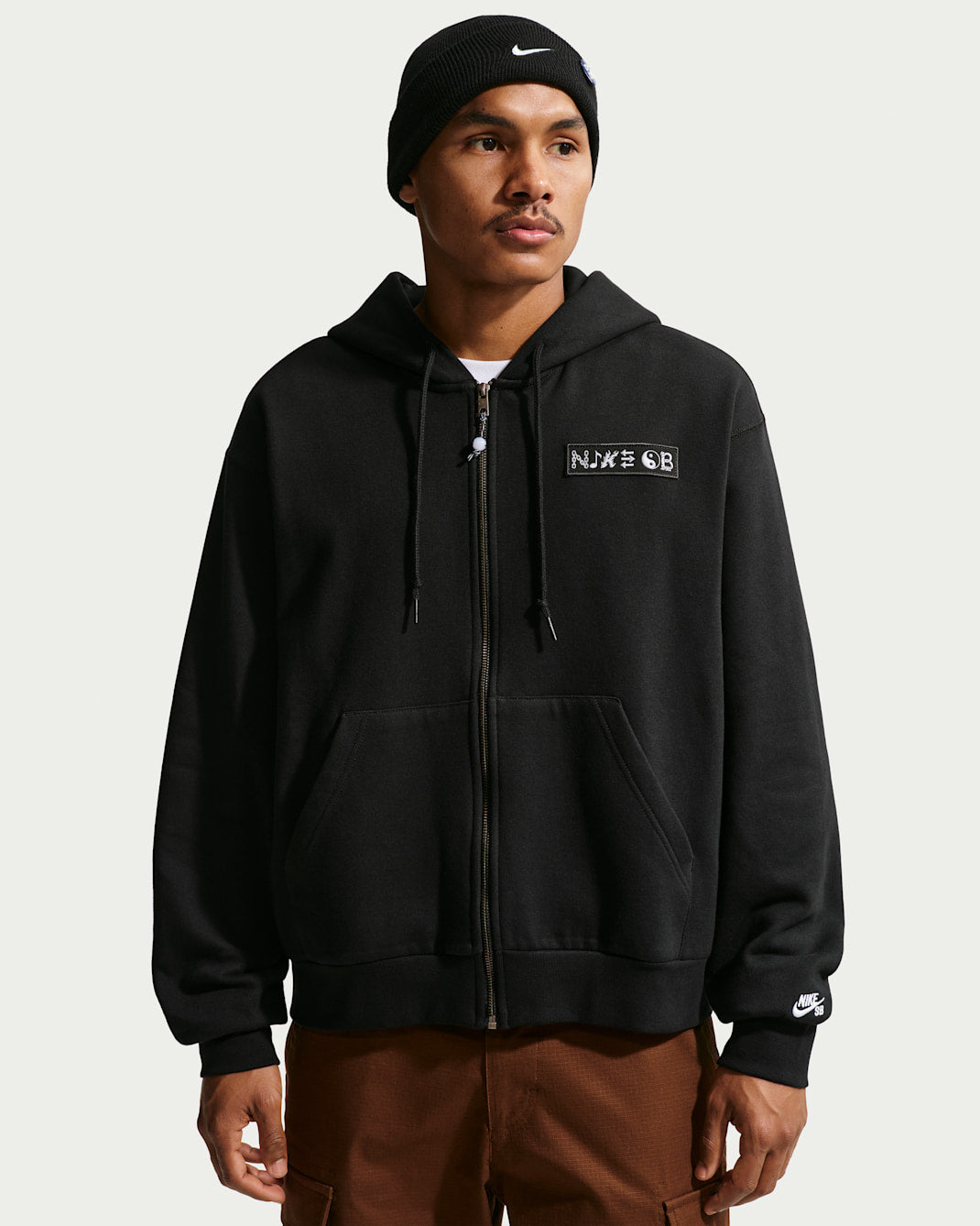 Fleece Full Zip Skate Hoodie - Black