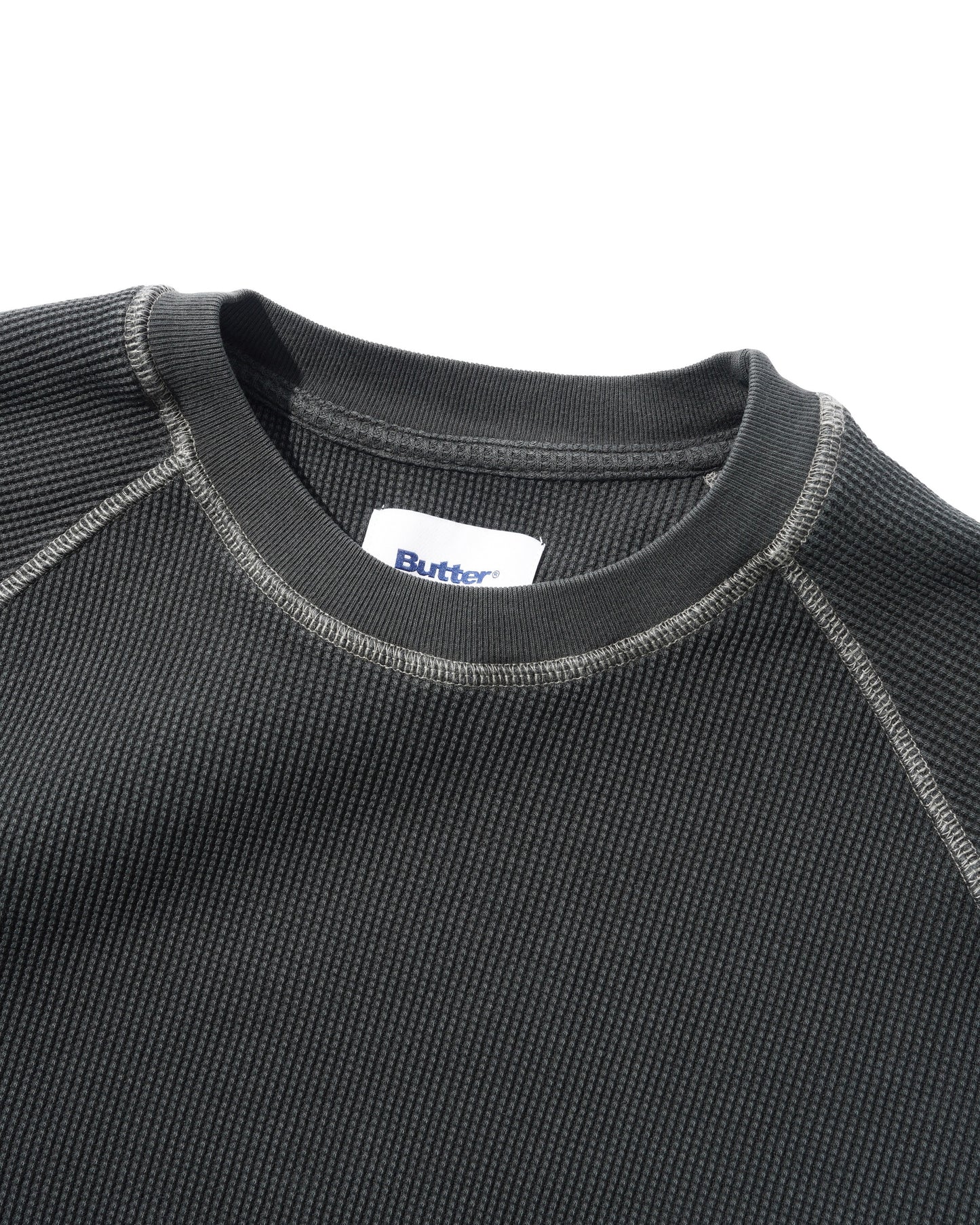 Waffle L/S Top - Washed Black