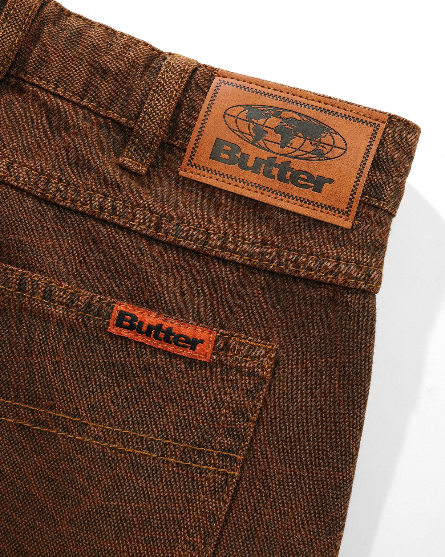 Web Denim Shorts - Brown