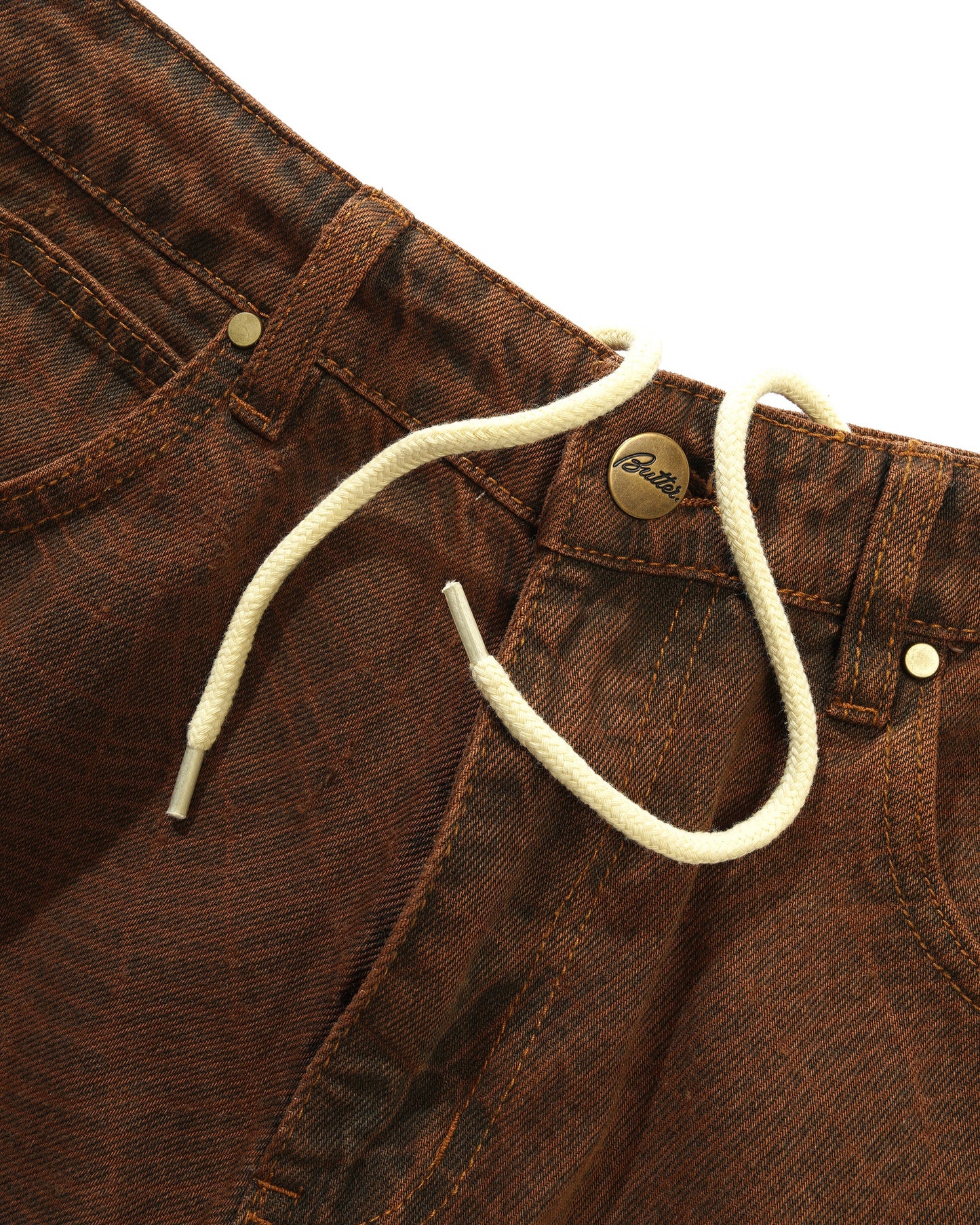 Web Denim Shorts - Brown