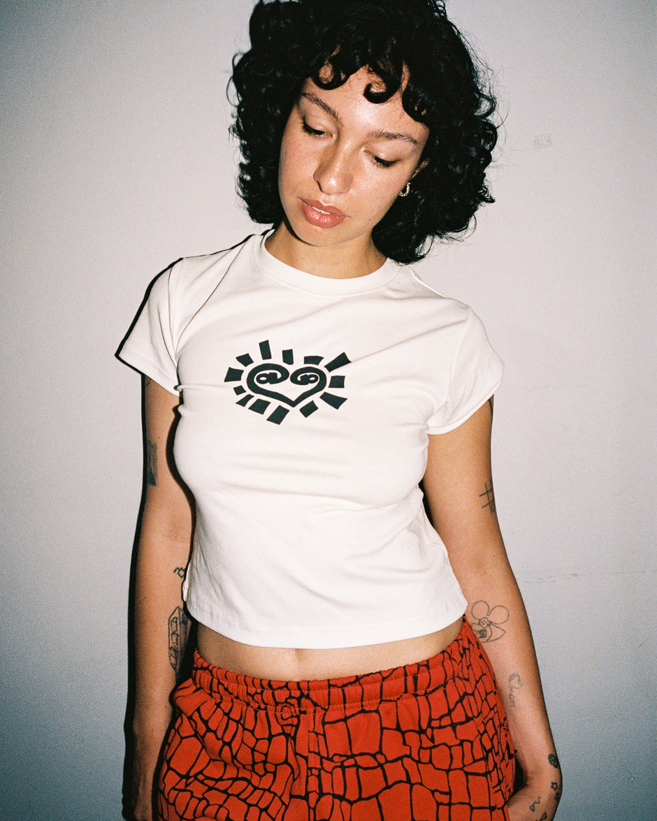 Heart Sun Baby Tee - White