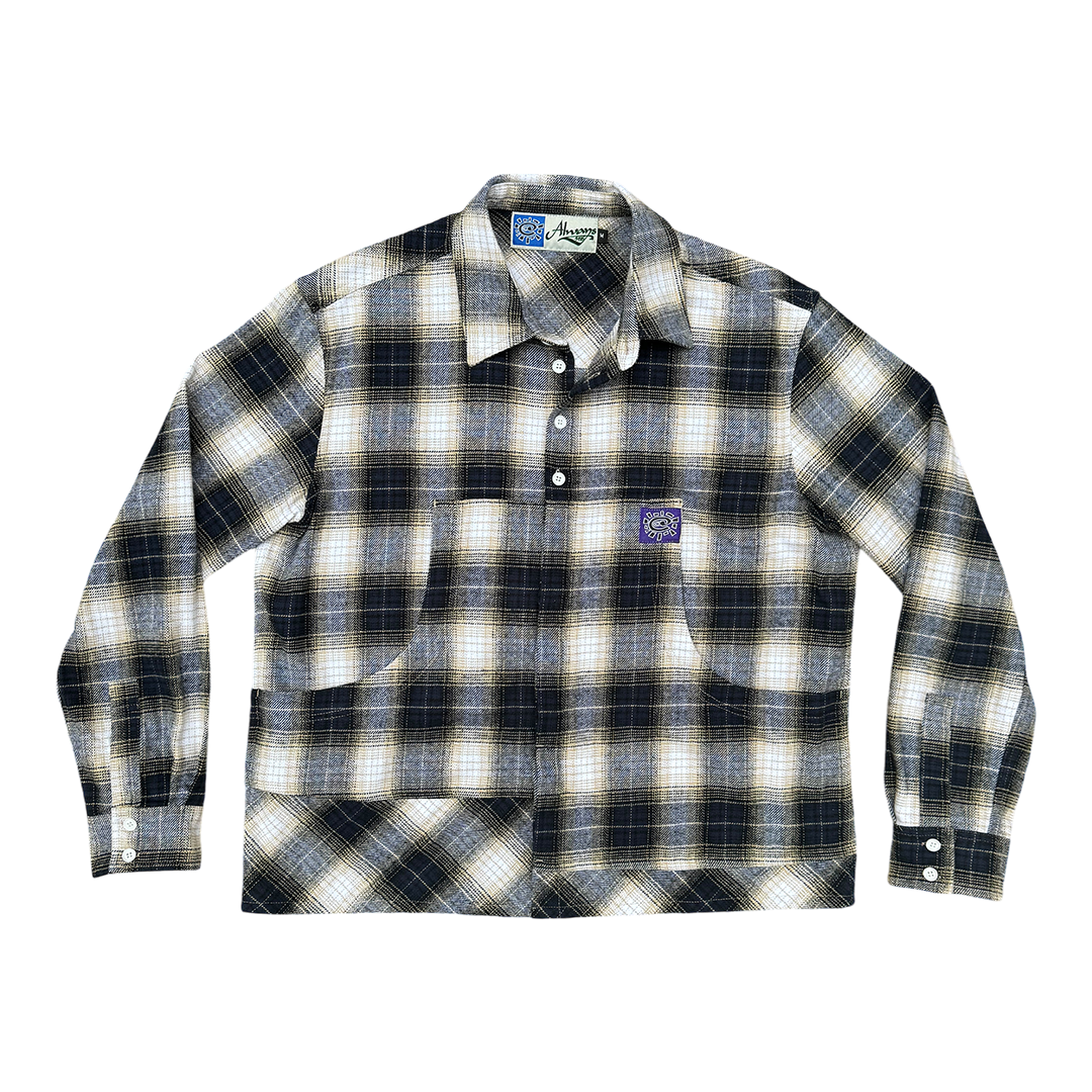 Plaid shirt with brand logo on a white background