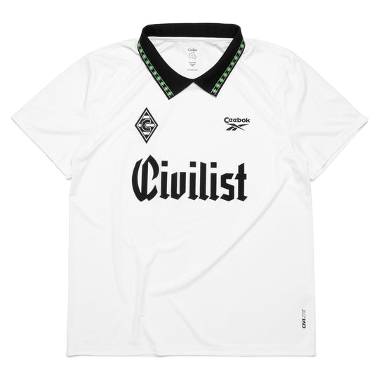 White sports jersey with 'Civilist' branding