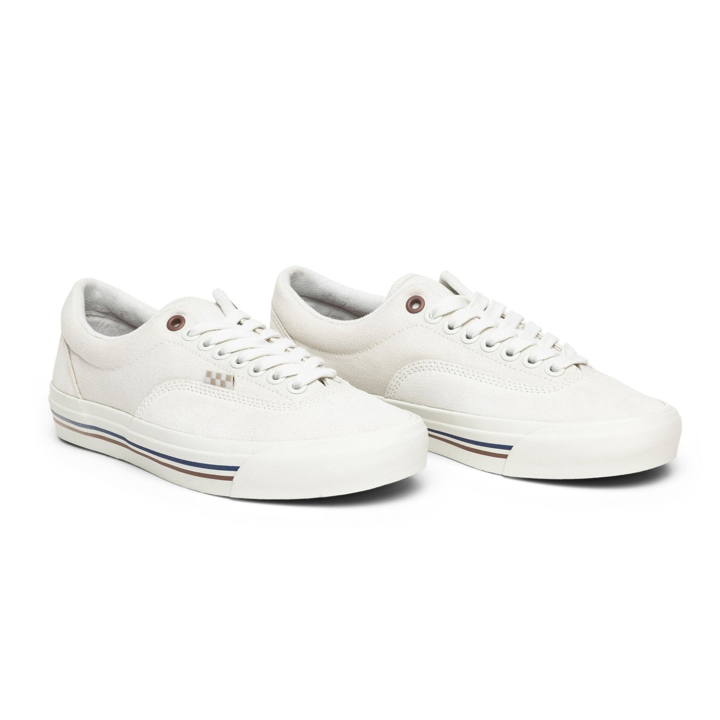 Pair of white sneakers on a white background