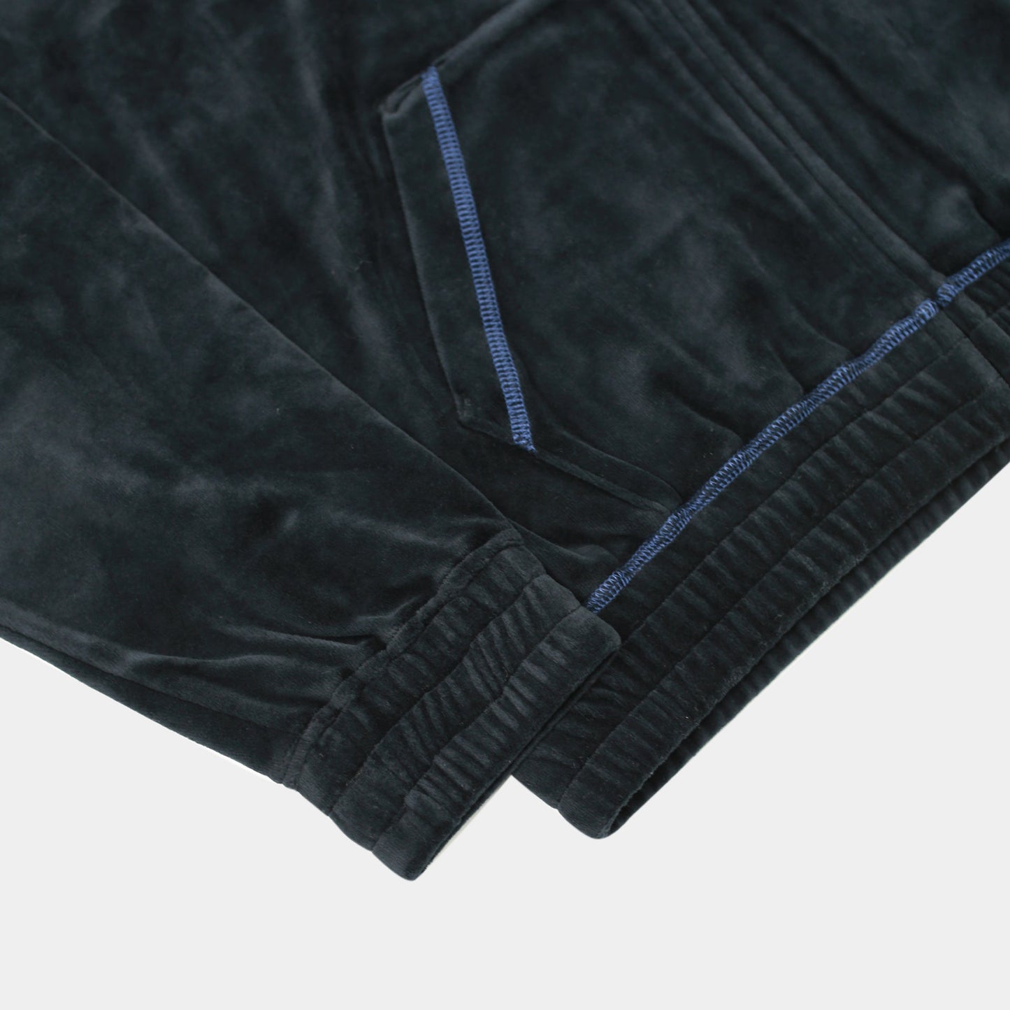 Velour Stitch Zip Hoodie - Black