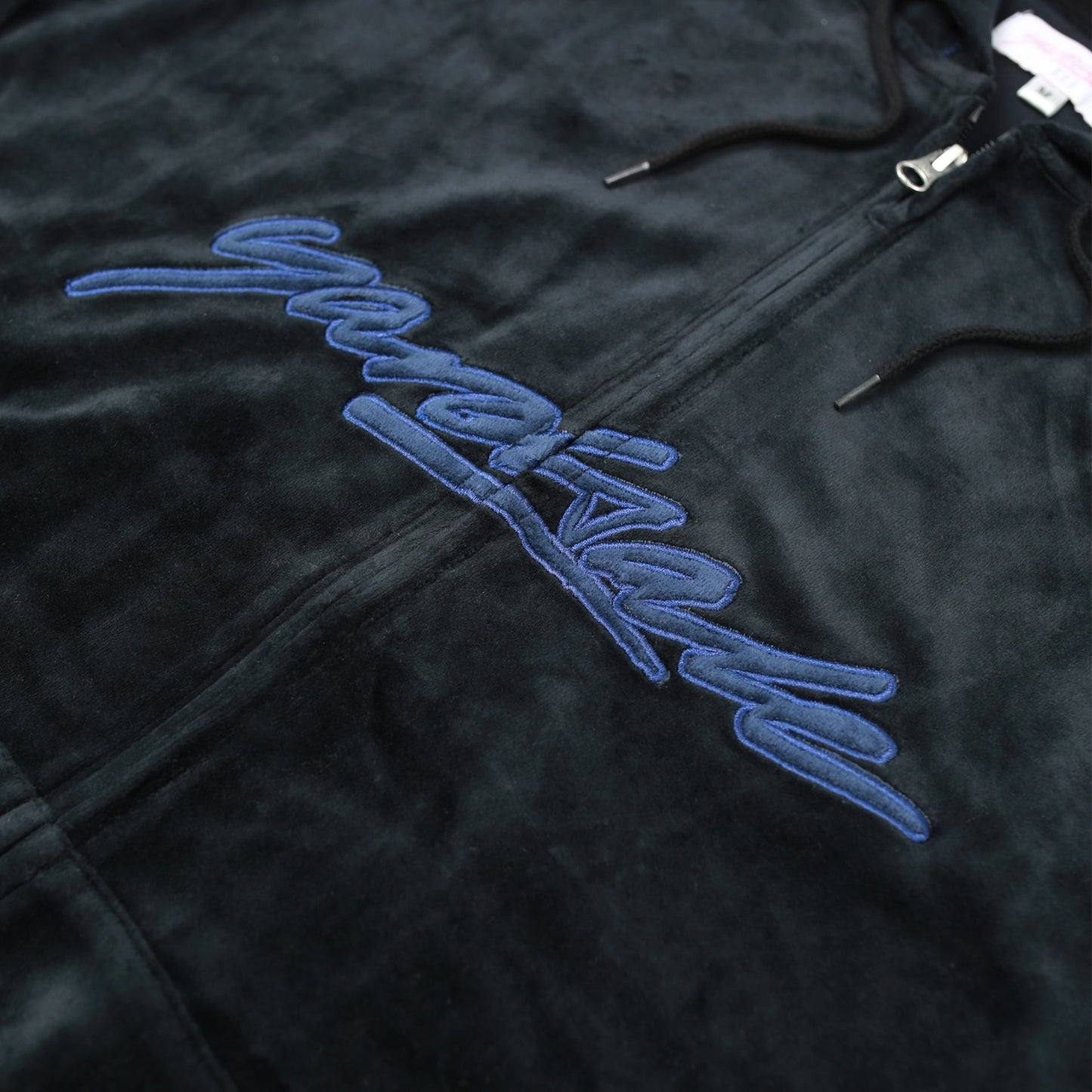 Velour Stitch Zip Hoodie - Black
