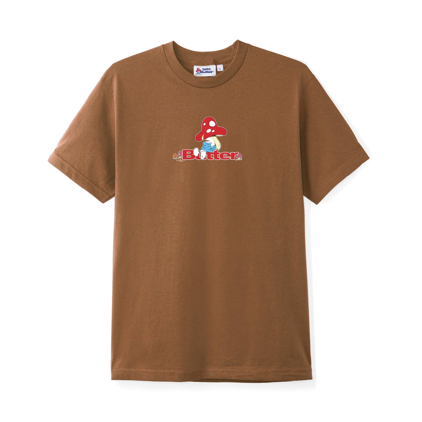 Butter x Smurfs Lazy Logo Tee - Oak Brown
