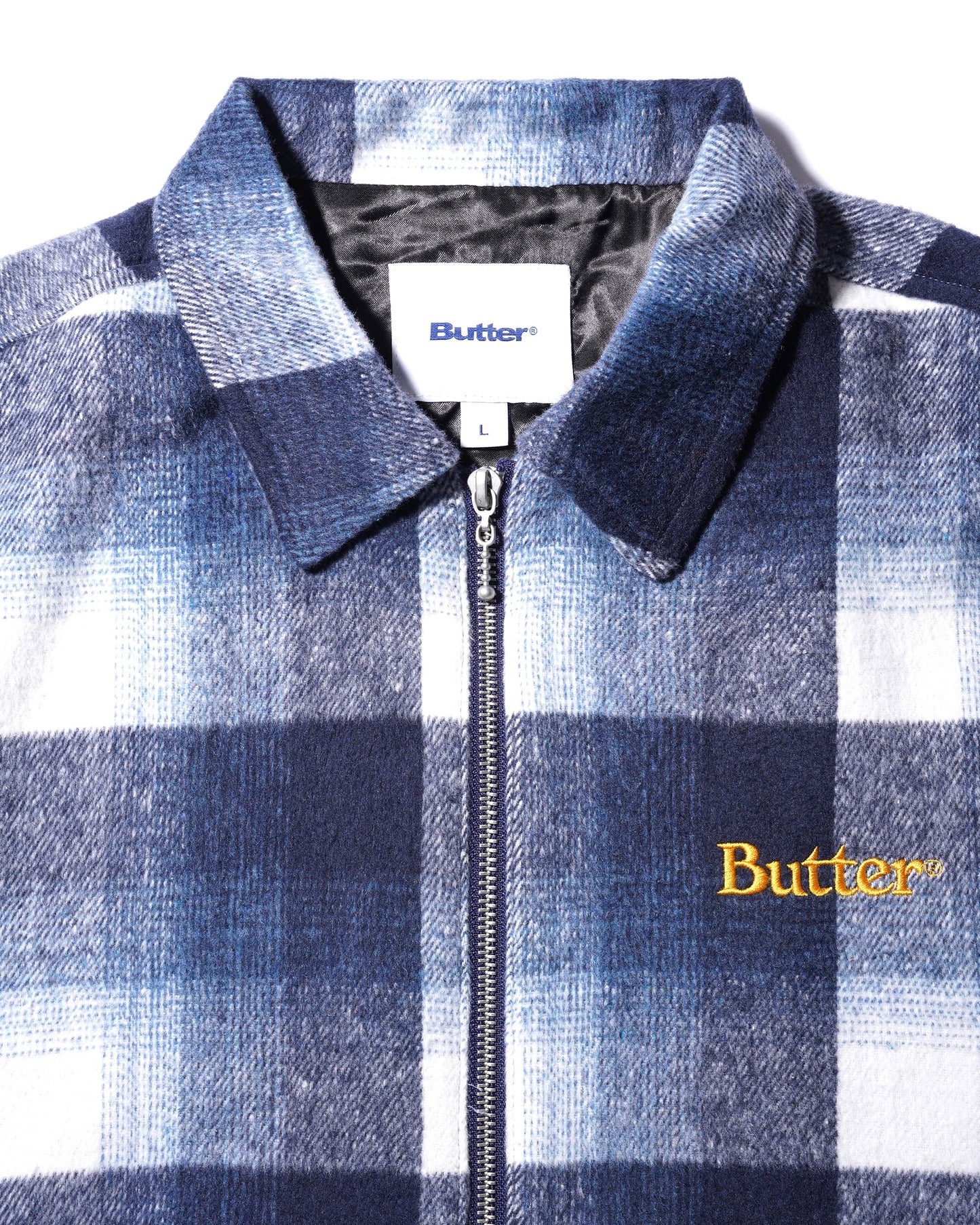 Plaid Zip Thru Over Shirt - Navy