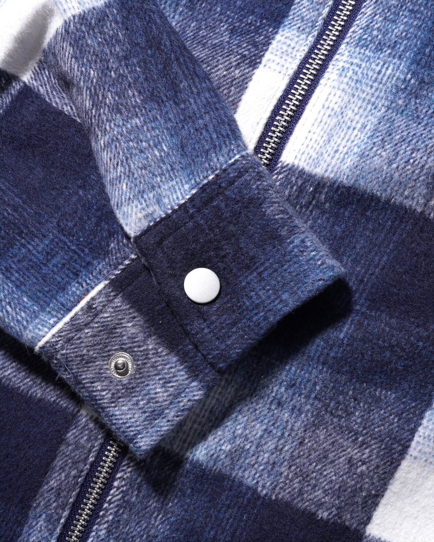 Plaid Zip Thru Over Shirt - Navy