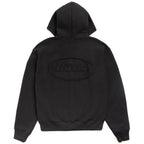 Cursive Applique Zip Hood - Washed Black