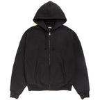 Cursive Applique Zip Hood - Washed Black