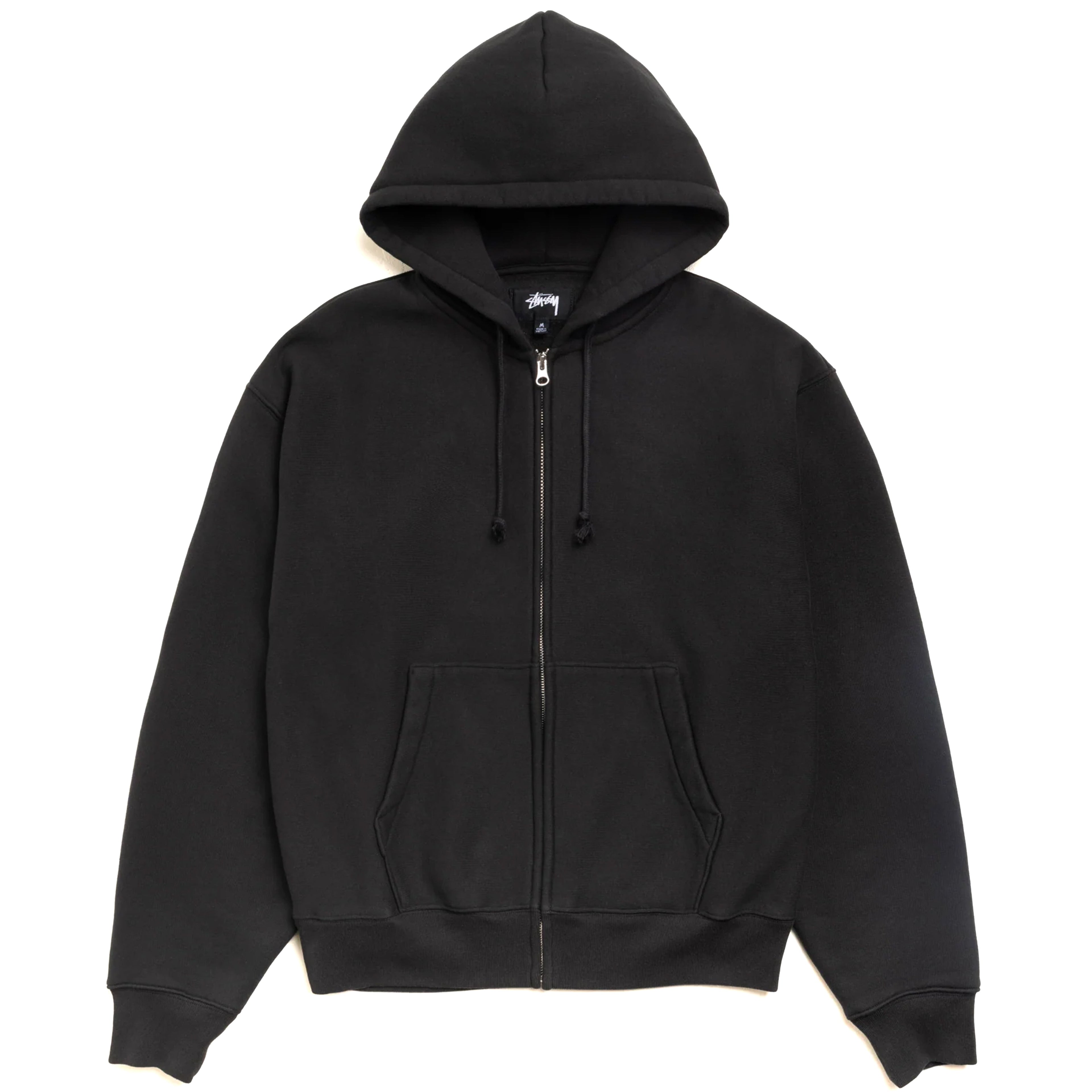 Cursive Applique Zip Hood - Washed Black