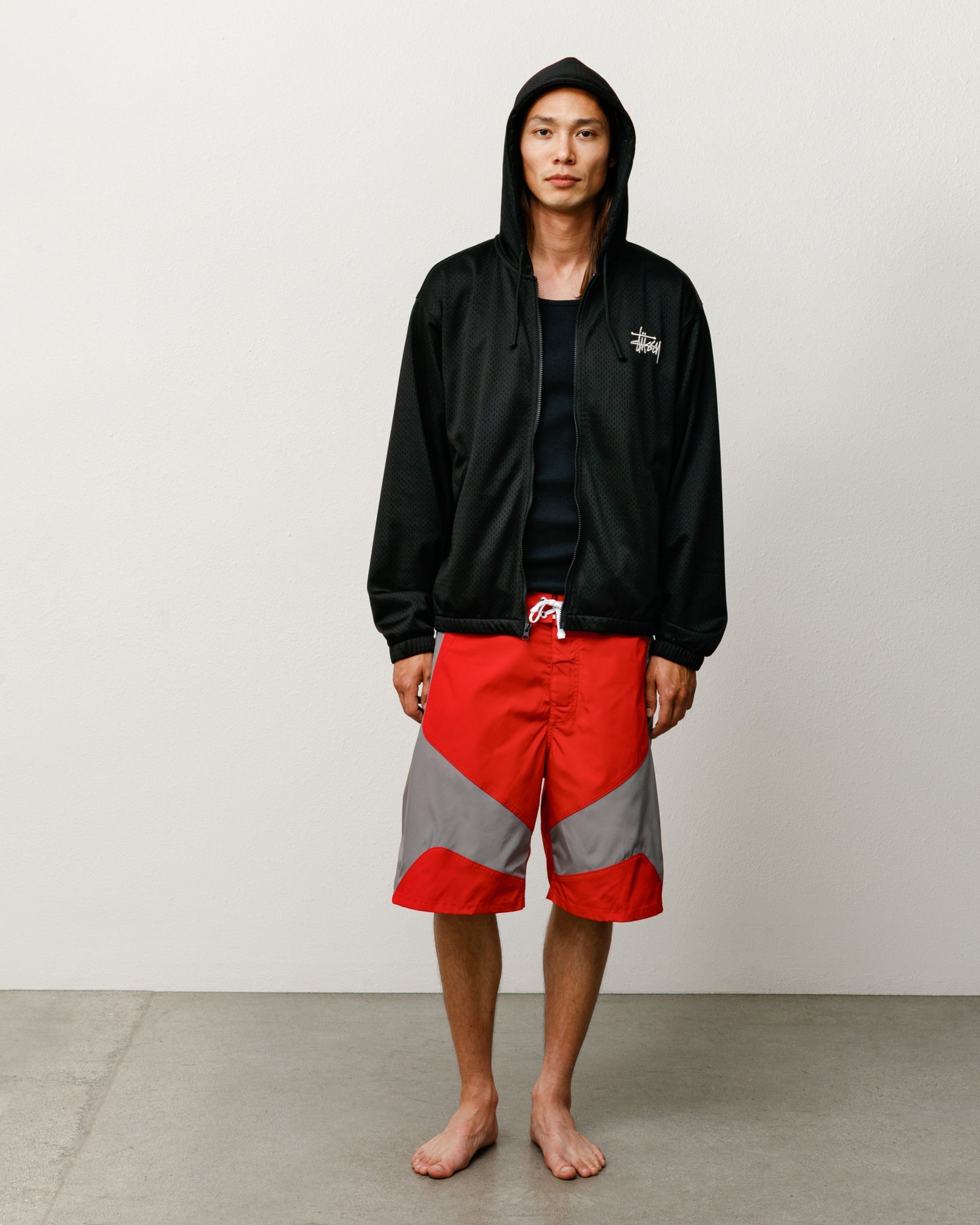 Athletic Mesh Zip Hood - Black