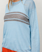 Striped Long Sleeve Sweater - Blue