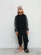 Two Tone Raglan Sweater - Black
