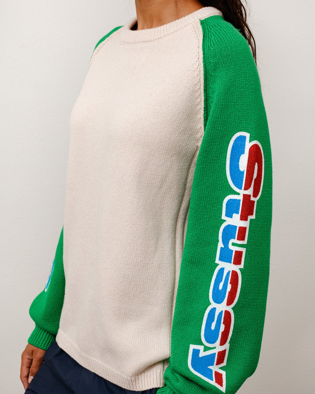 Two Tone Raglan Sweater - Natural