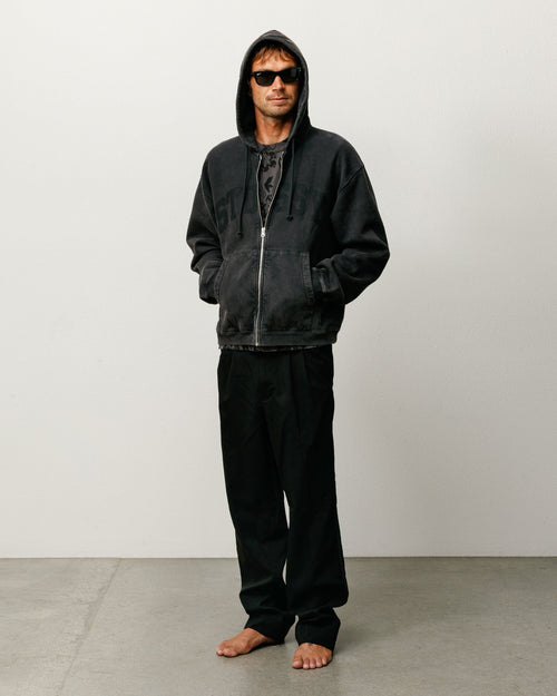 Faded Graphic Zip Hoodie - Washed Black