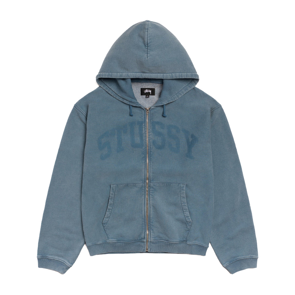 Faded Graphic Zip Hoodie - Washed Navy