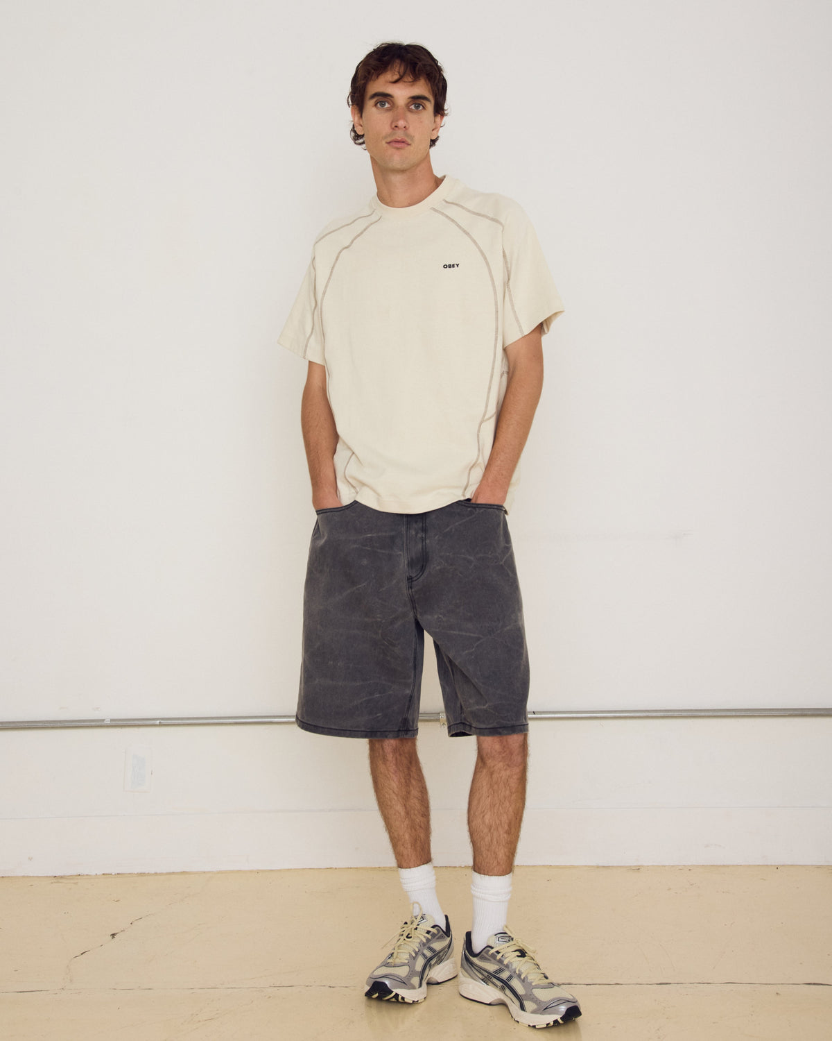 Contrast Stitch Tee - Silver Birch