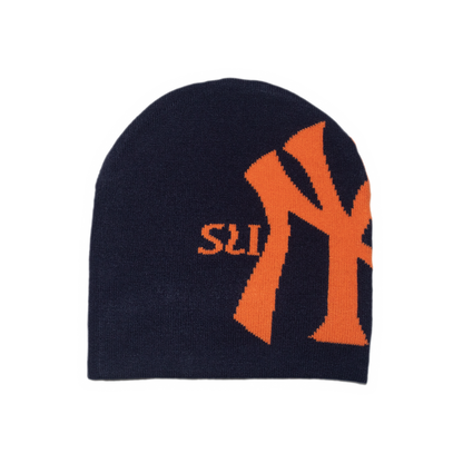 NY Reversible Skull Beanie - Navy / Black