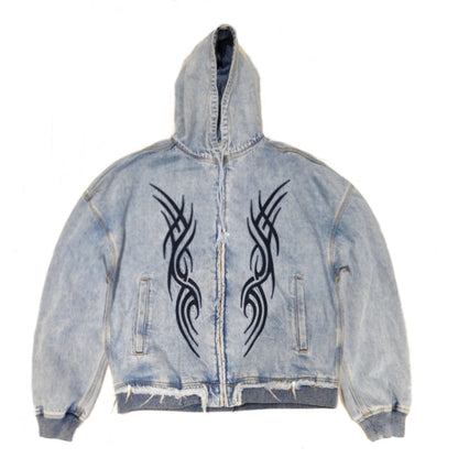 Tribal Zip Up Hoodie - Vintage Blue