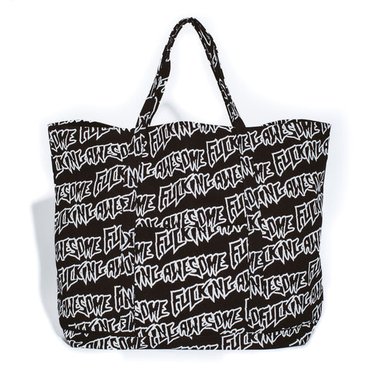 AOP Stamp Logo Large Tote Bag - Black / White
