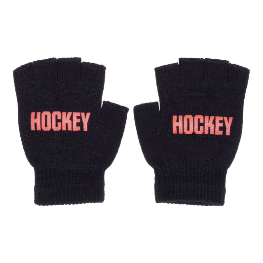 Hockey Fingerless Gloves - Black