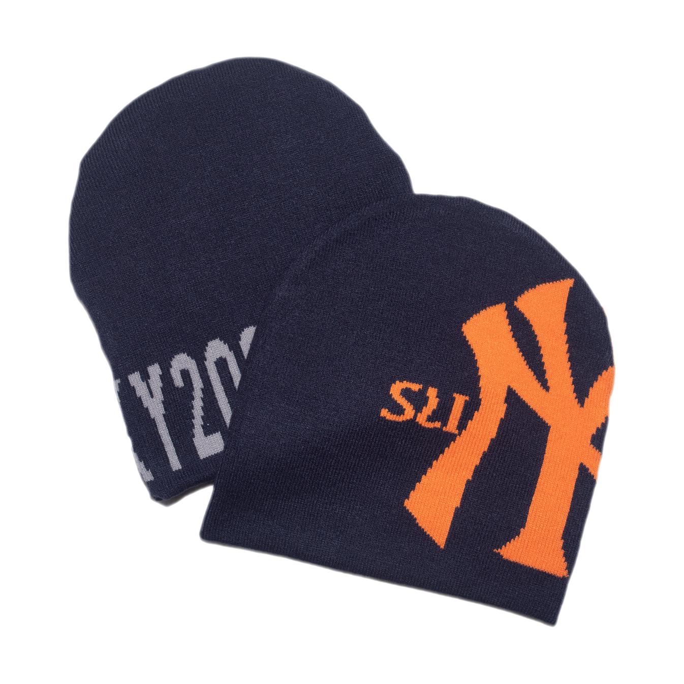 NY Reversible Skull Beanie - Navy / Black