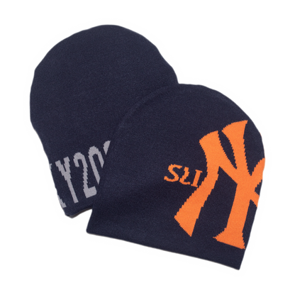NY Reversible Skull Beanie - Navy / Black
