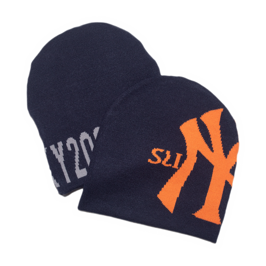 NY Reversible Skull Beanie - Navy / Black