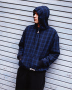 Reversible Plaid Zip Hoodie - Black / Indigo