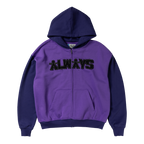 Human Applique Zip Hoodie - Purple