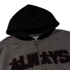 Human Applique Zip Hoodie - Black