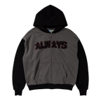 Human Applique Zip Hoodie - Black
