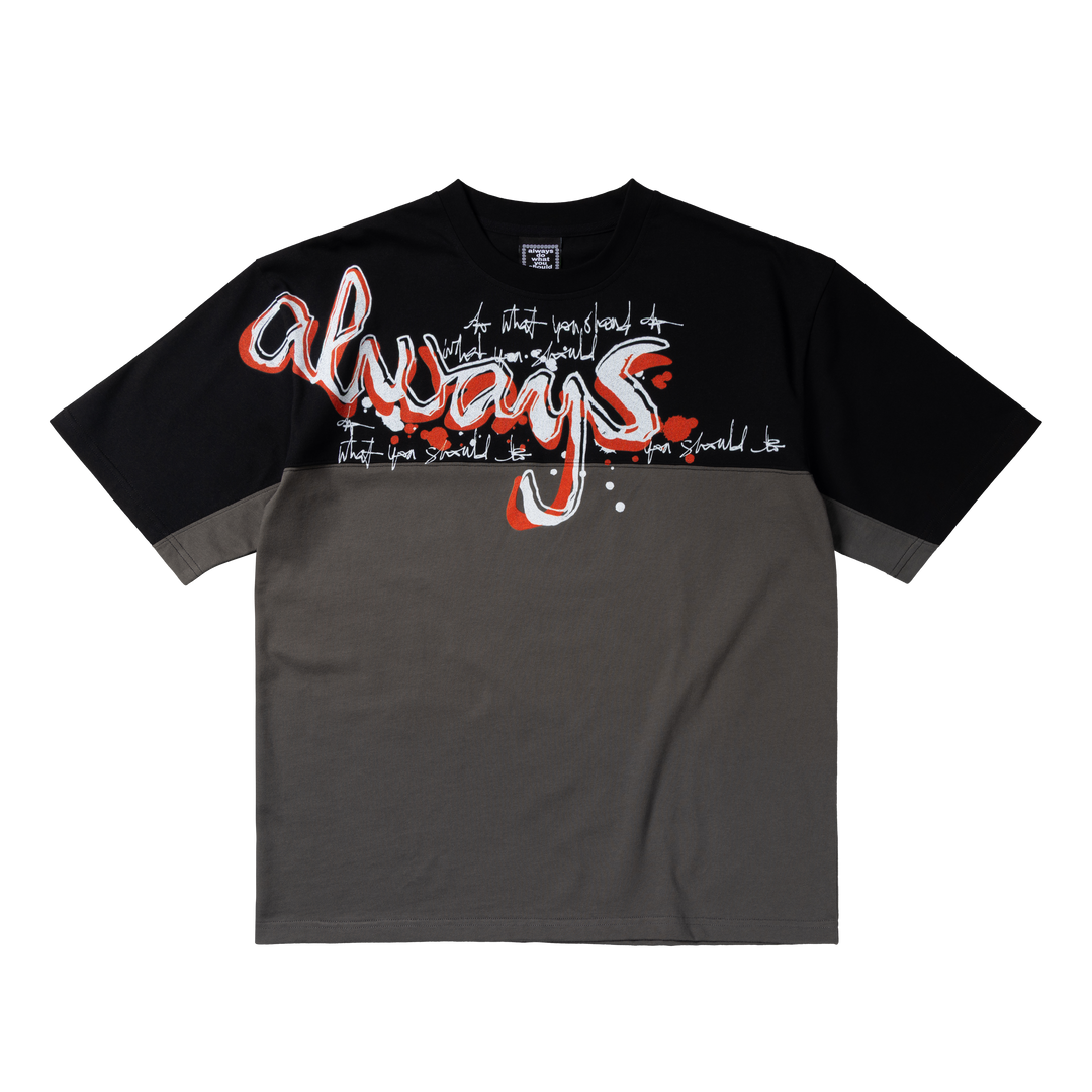 Waza Panelled Tee - Grey / Black